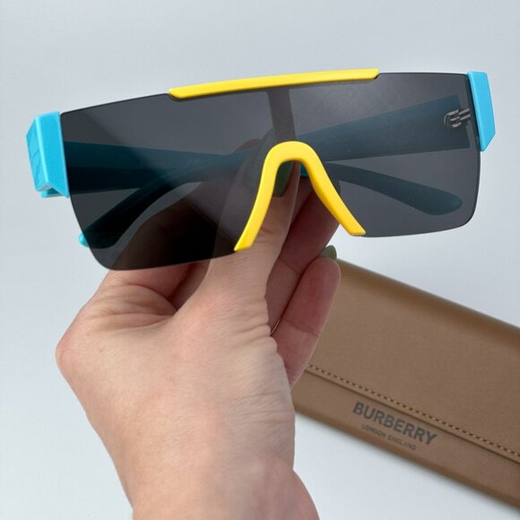 Burberry JB4387 405087 KIDS BRAND NEW Sunglasses Yellow Blue Grey Shield Unisex - Picture 2 of 10
